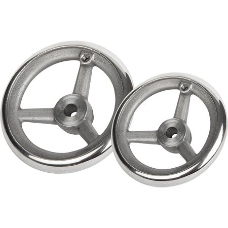 KIPP Handwheel DIN950 D1=125 Reamed Hole D2=12H7, D7=M08, Stainless Steel 1.4401 Polished, Without Grip K1208.0125X12